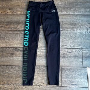 Women’s North Face Never Stop Exploring Navy Blue Graphic Leggings Sz XS